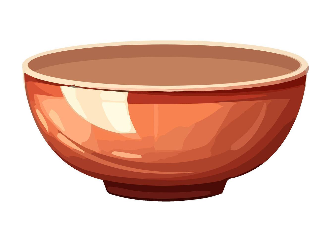 Terracotta pottery bowl, pot decoration icon isolated vector