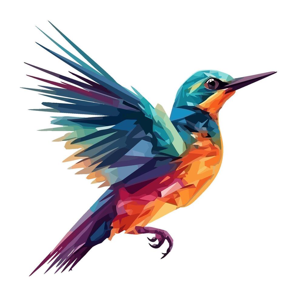 Vibrant hummingbird perching icon isolated vector