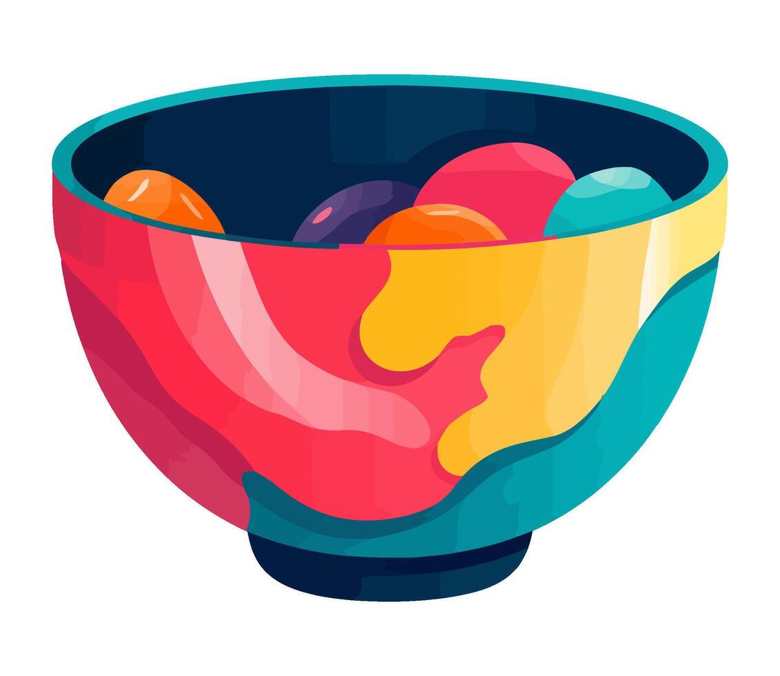 Fun meal with colored crockery icon isolated vector