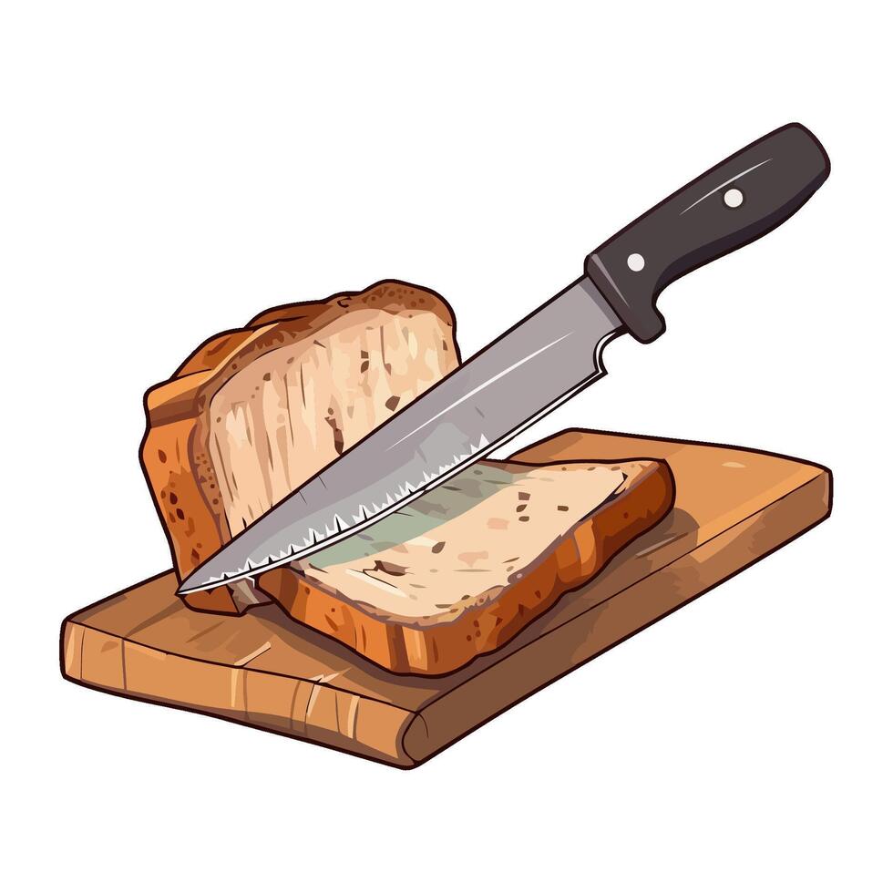 Sharp blade slices fresh bread for lunch meal icon isolated vector