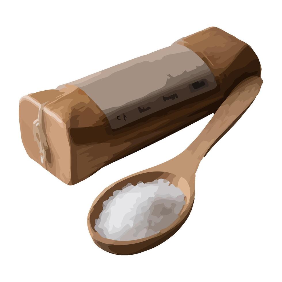 A wooden spoon stirs a fresh meal icon isolated vector