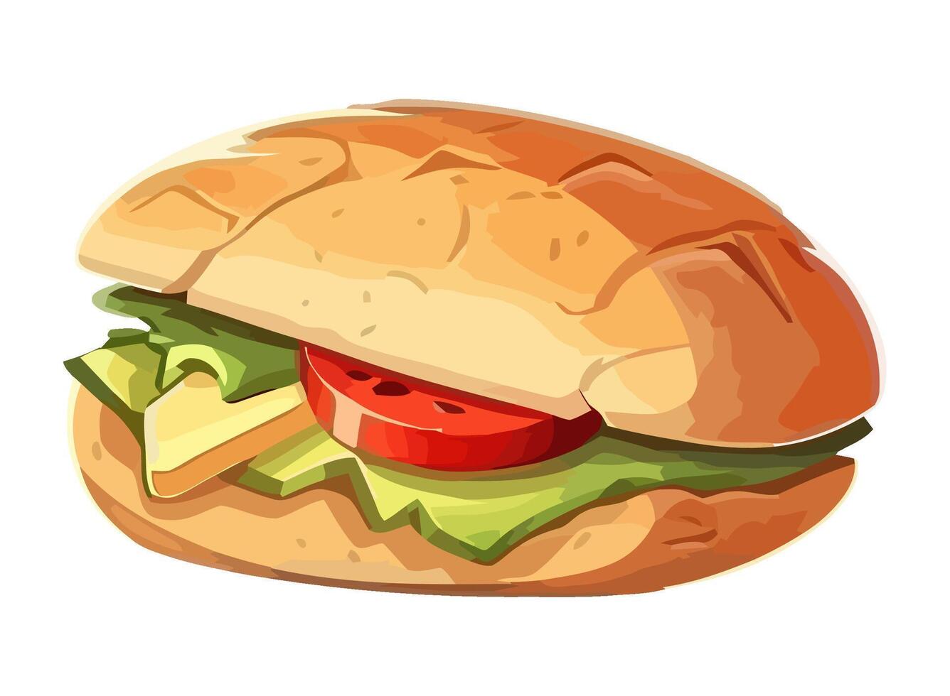 Grilled meat sandwich with fresh tomato icon isolated vector
