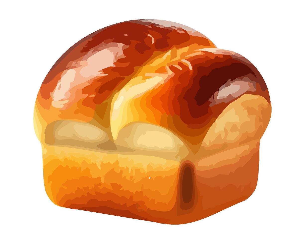 A gourmet meal baked bread, sweet bun icon isolated vector