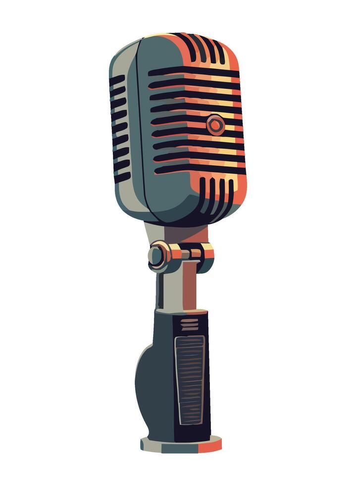 Metallic microphone, creative performance icon isolated vector
