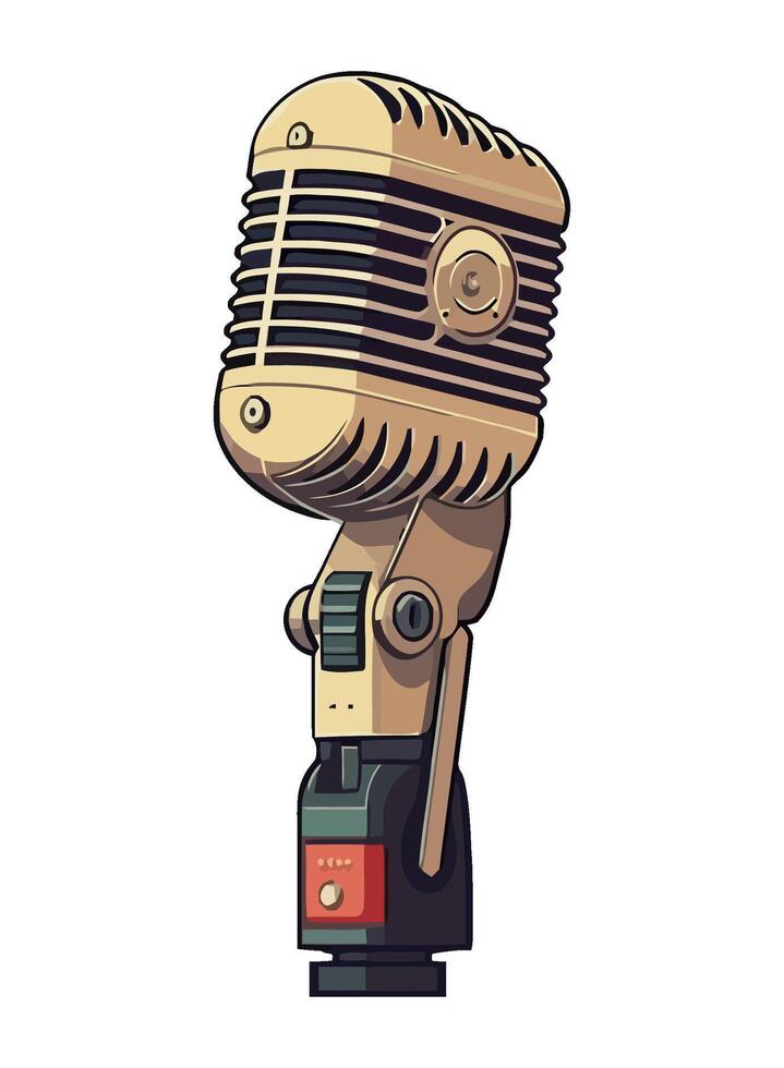 vintage microphone icon isolated design vector