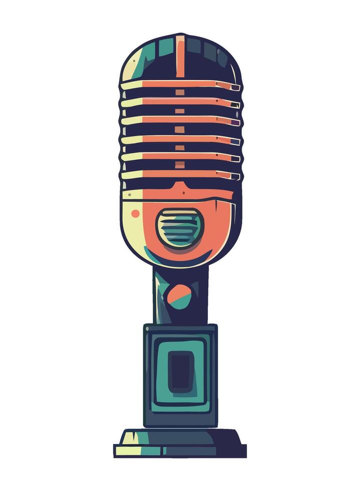 An antique microphone, old fashioned broadcasting icon isolated vector
