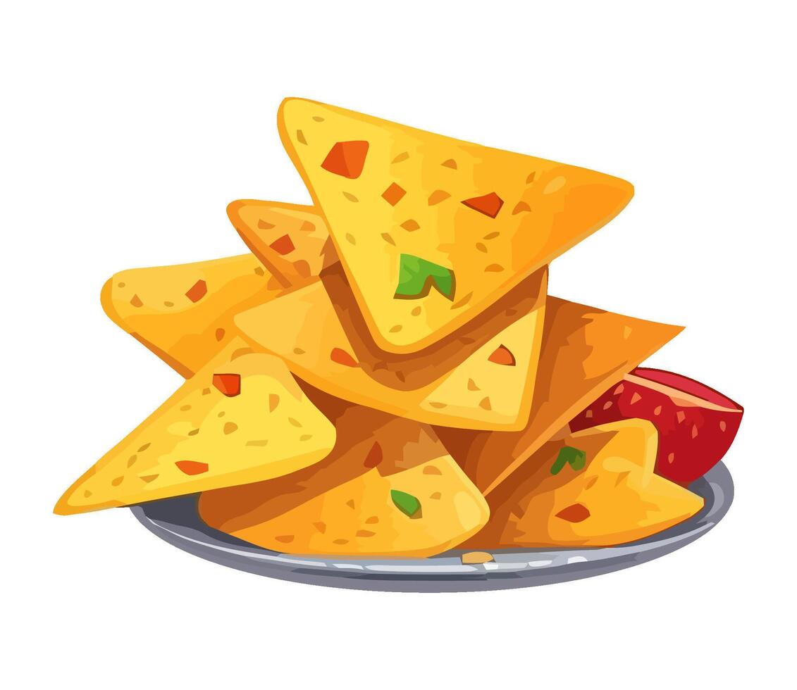 A gourmet nachos meal with fresh vegetables icon isolated vector