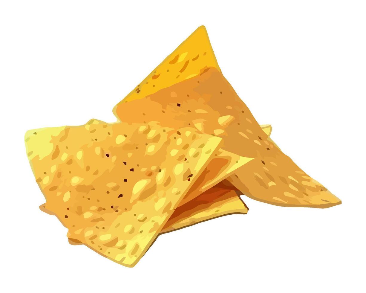 Crunchy nachos snack with yellow chip slice icon isolated vector
