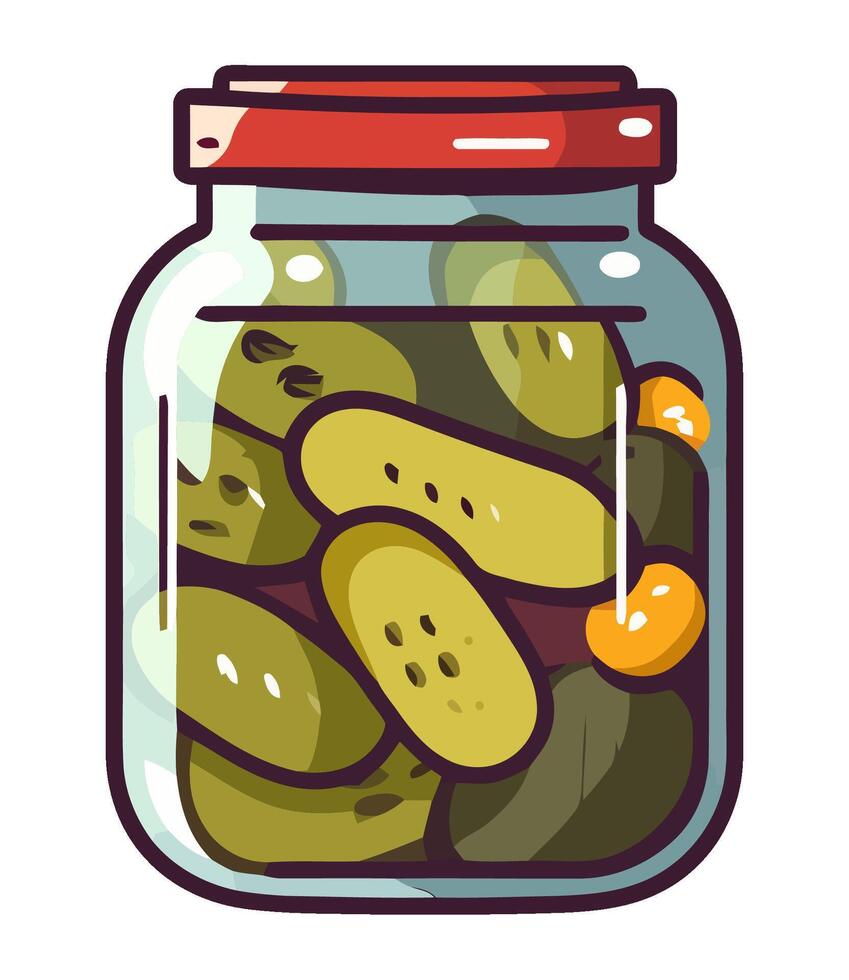 Fresh pickled vegetables in organic jar design icon isolated vector