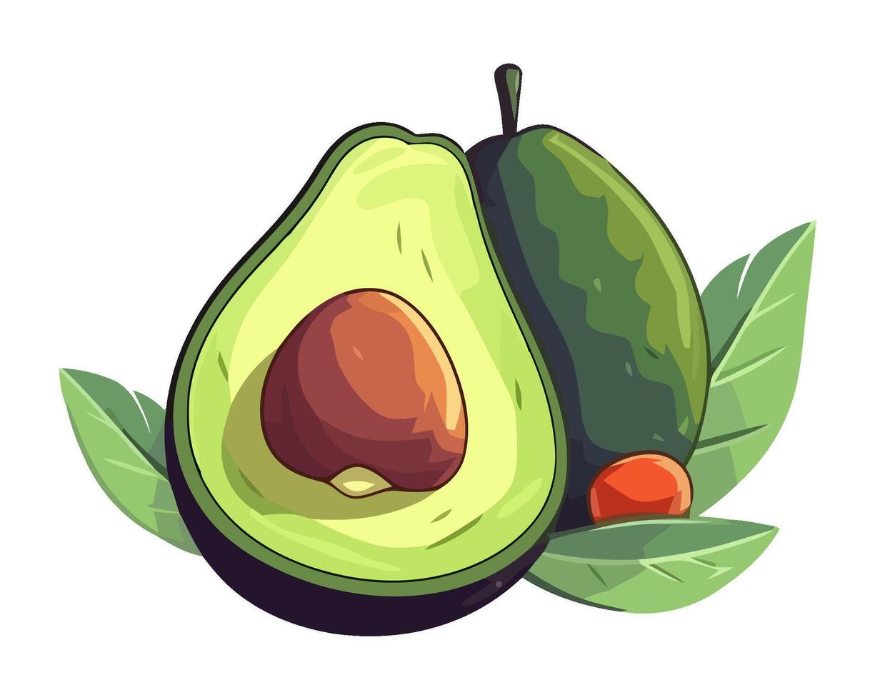 Fresh avocado slice, a healthy summer snack icon isolated vector