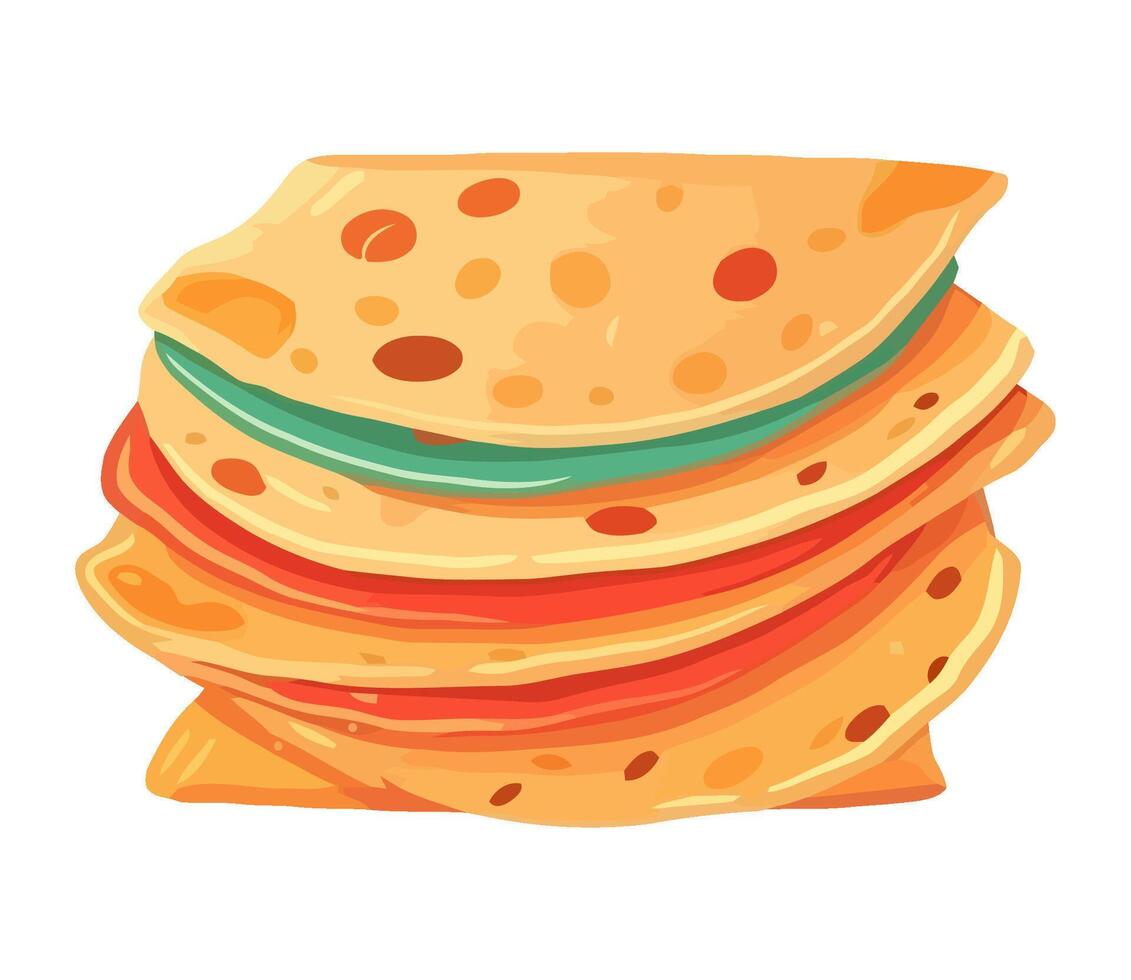 Stack of fluffy pita bread icon isolated vector