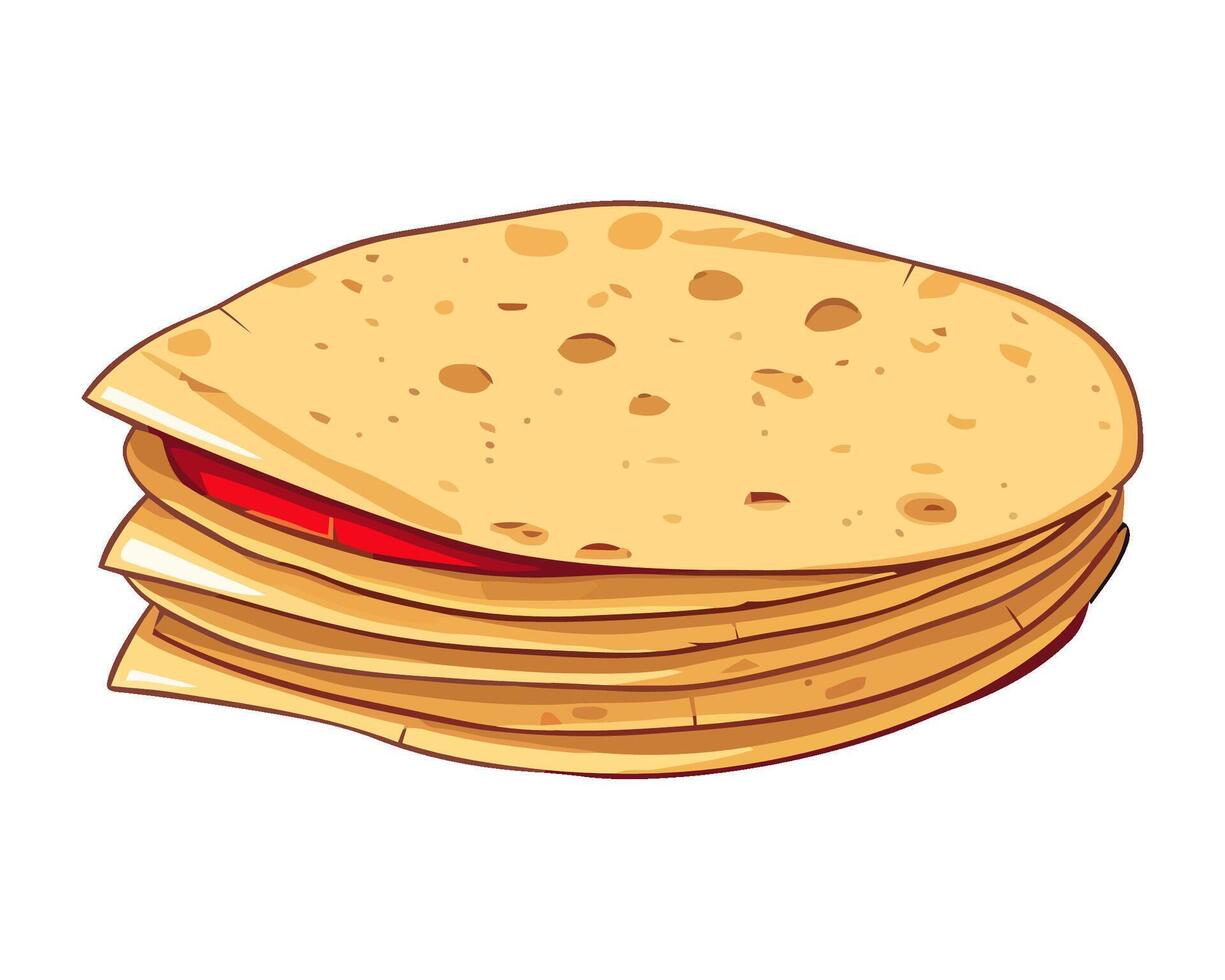 Freshly cooked pita bread, healthy eating icon isolated vector