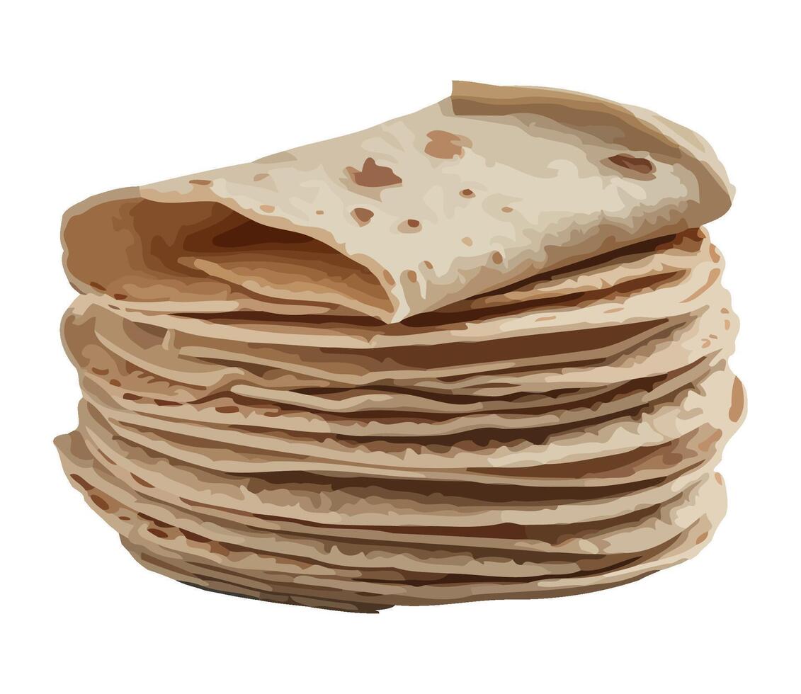 Stack of homemade pita bread fresh icon isolated vector