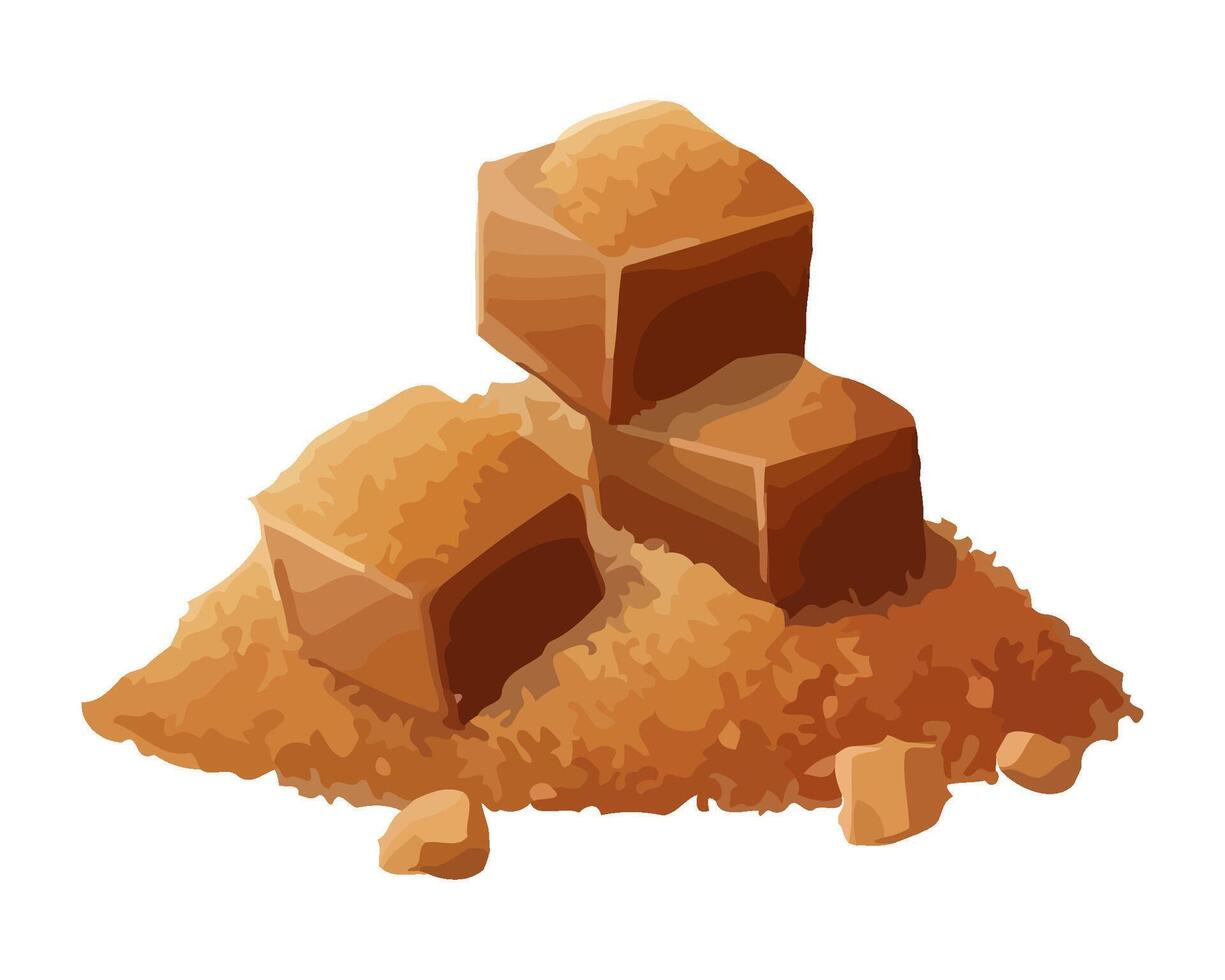 Sweet brown sugar cubes cartoon design icon isolated vector