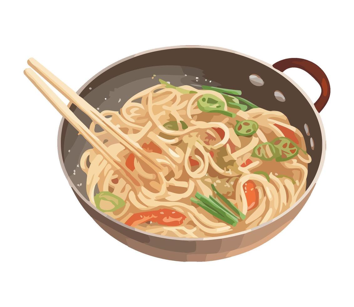 Gourmet ramen noodles with vegetables icon isolated vector