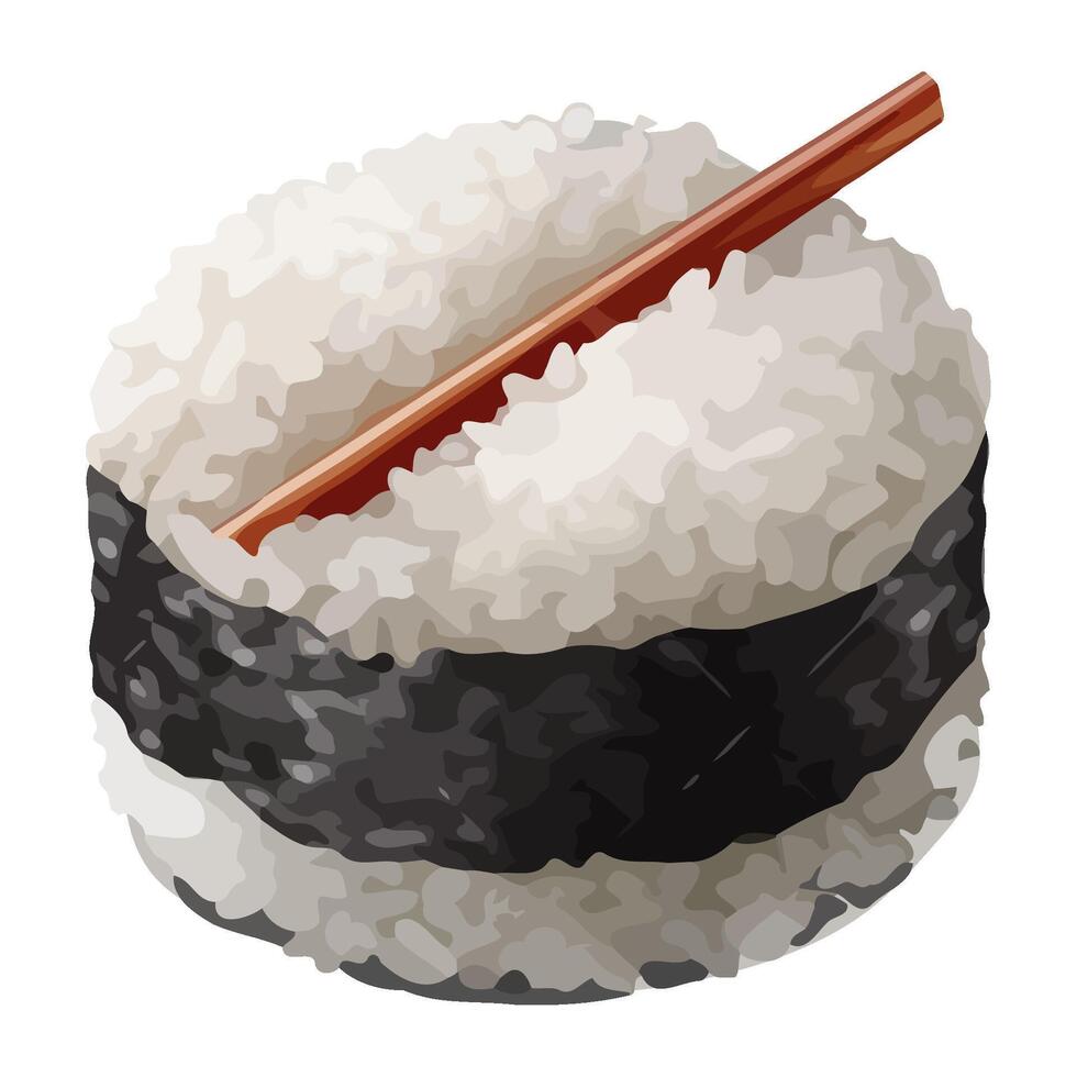 Steamed rice roll with fresh seafood sashimi icon isolated vector