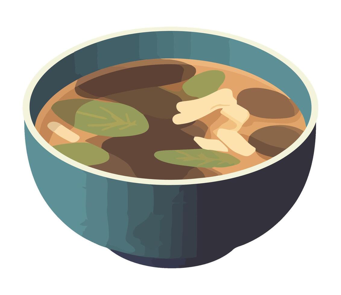Fresh vegetable soup in gourmet crockery bowl icon isolated vector