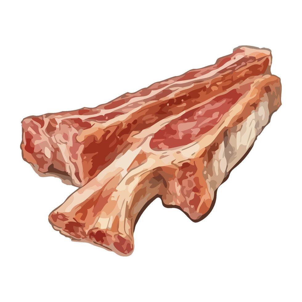 Freshly grilled pork chop on white backdrop icon isolated vector