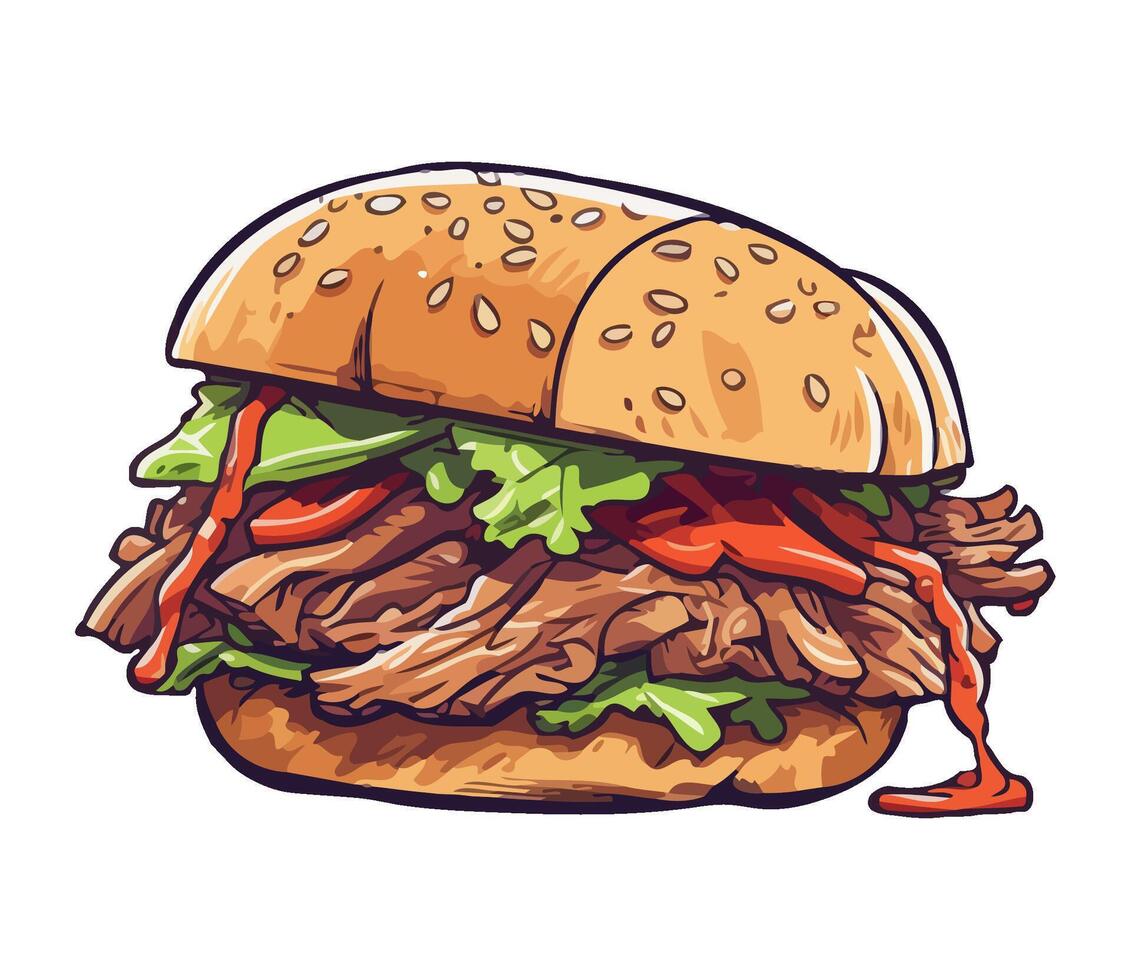 Grilled cheeseburger on sesame bun with fries icon isolated vector