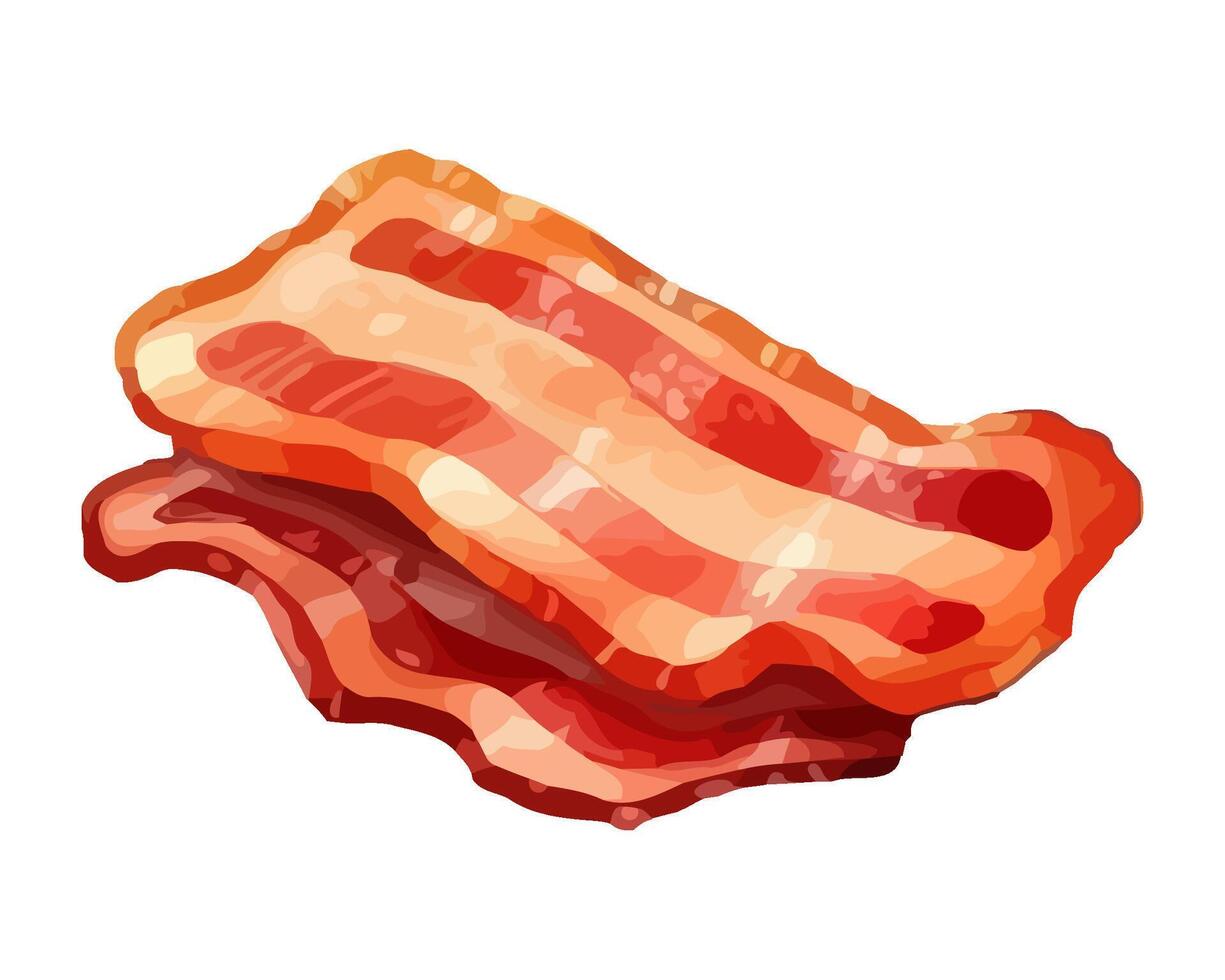 Gourmet bacon meal cooked on white backdrop icon isolated vector