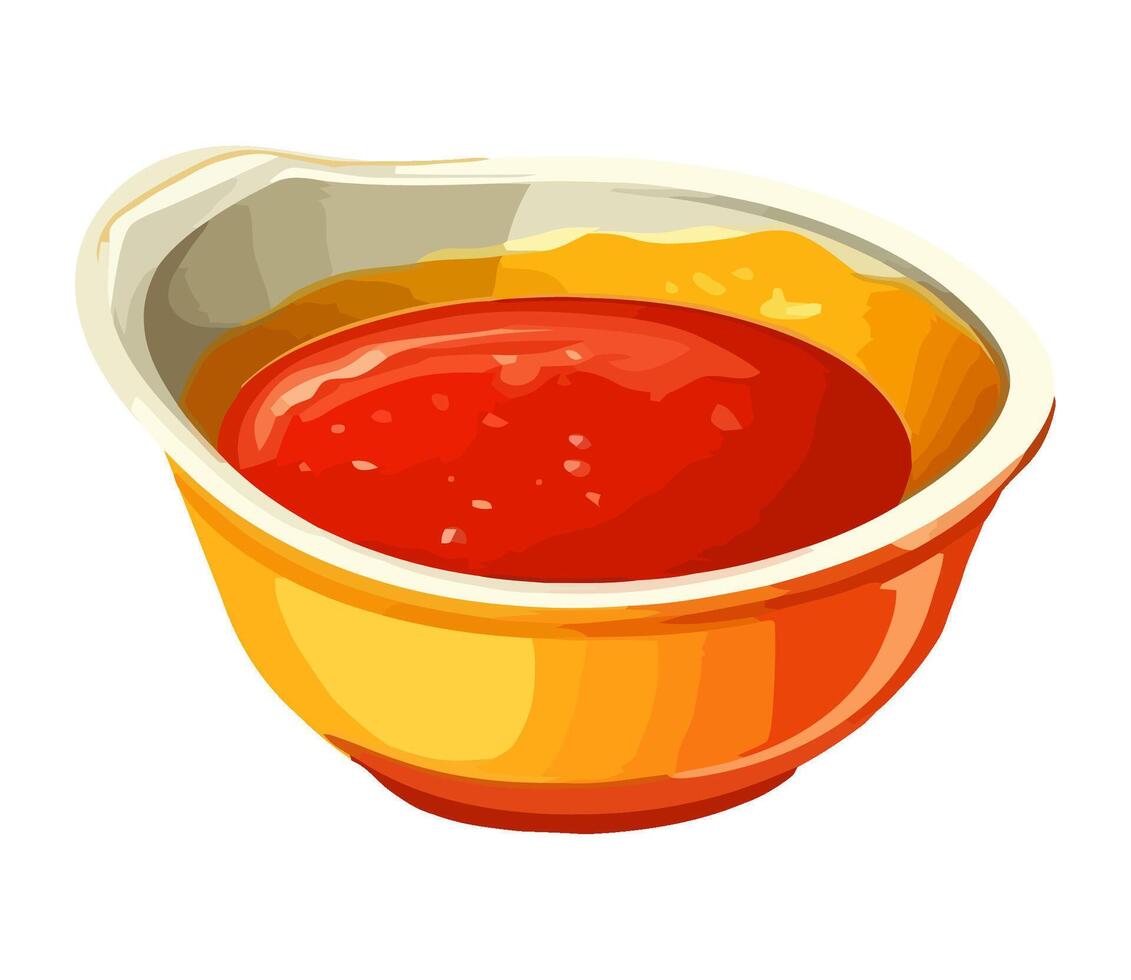Fresh sauce meal in pottery bowl icon isolated vector