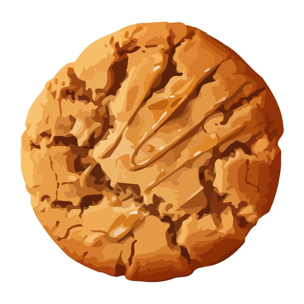 Baked cookie sweet dessert on yellow backdrop icon isolated vector