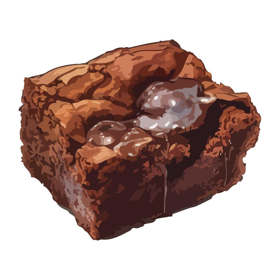 chocolate brownie dessert on white background icon isolated vector