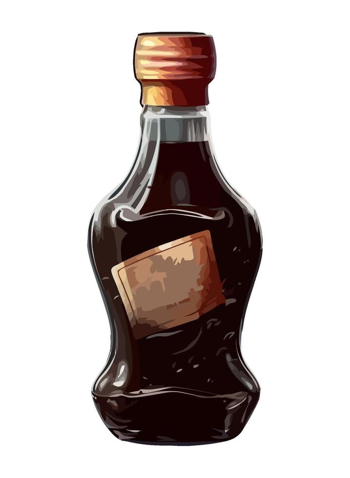 Fresh wine bottle with glass and label icon isolated vector