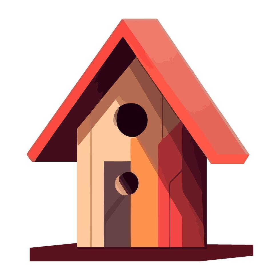 cartoon birdhouse icon on isolated wood material icon isolated vector