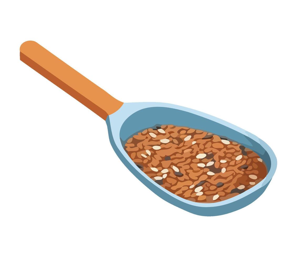 Healthy seeds in spoon with organic meal icon isolated vector