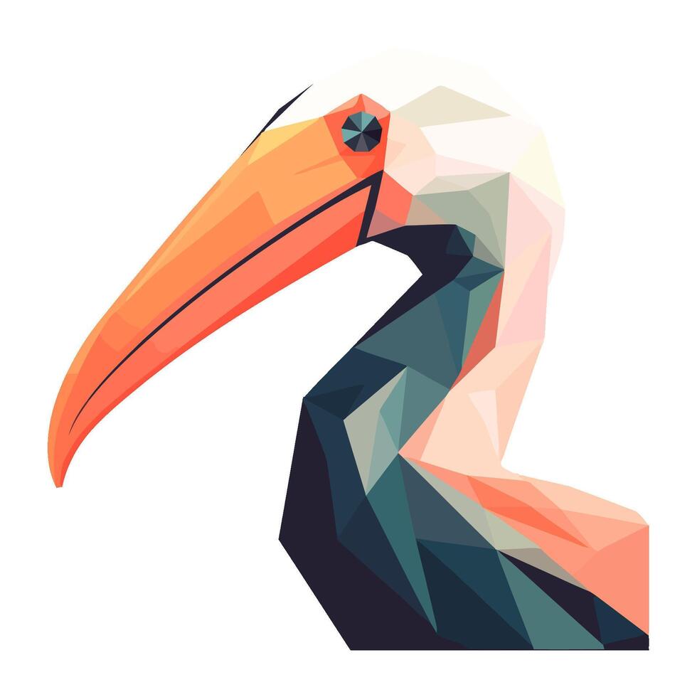 Geometric shapes pelican bird modern animal icon isolated vector