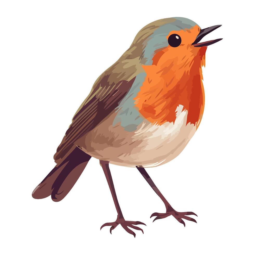Small bird singing, feathers patterned icon isolated vector