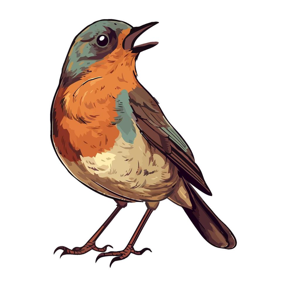 Small bird animal, singing sweetly icon isolated vector