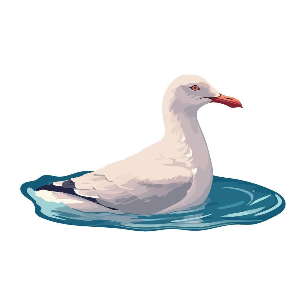 Seagull flying over waves, freedom in nature icon isolated vector
