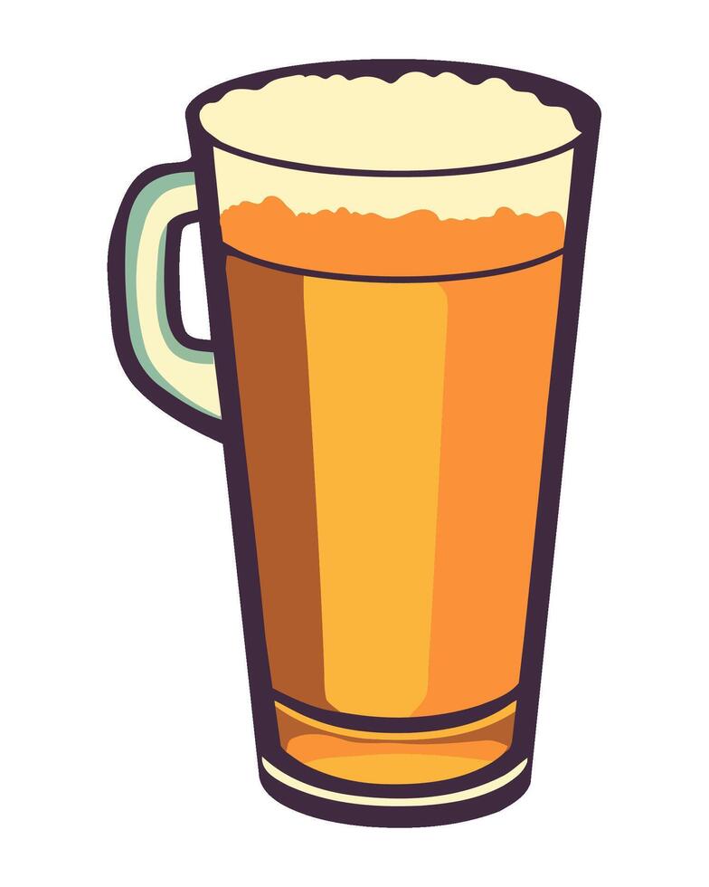 Frothy beer in a pint glass at pub icon isolated vector
