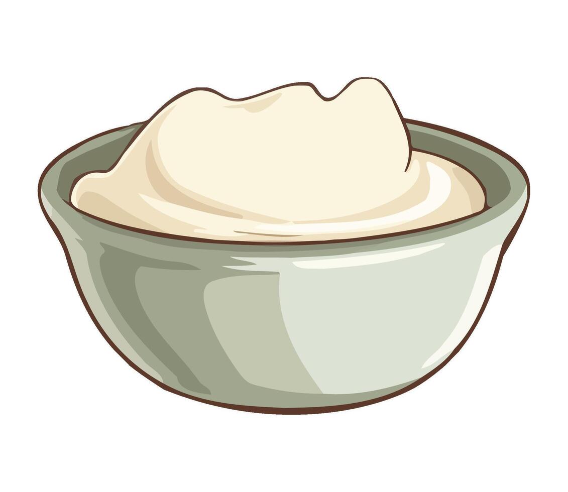 Organic meal in pottery bowl, fresh ingredients icon isolated vector