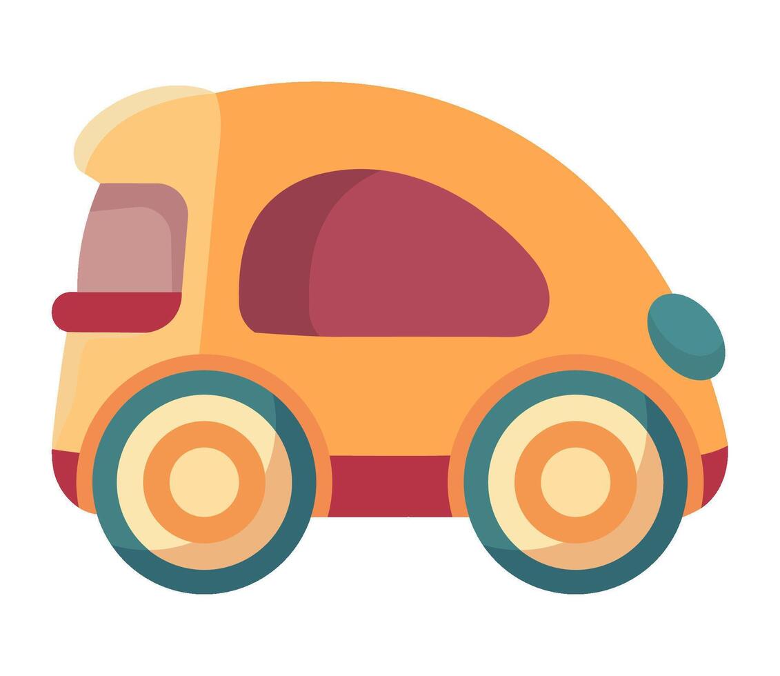 Modern cartoon fun toy car icon isolated vector