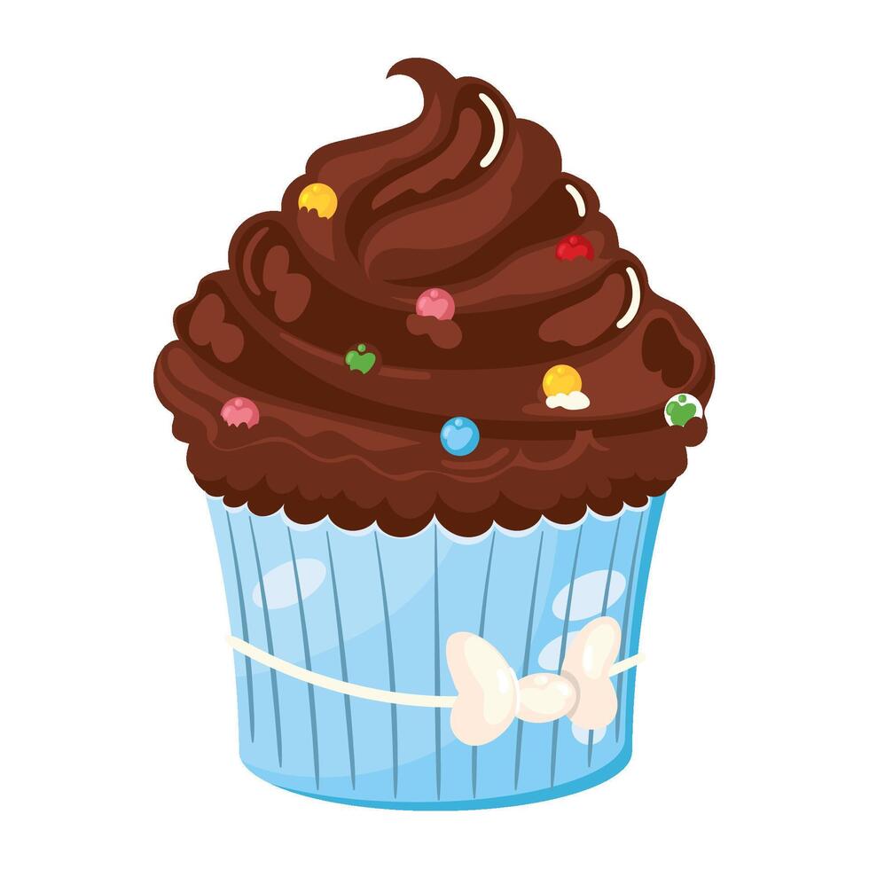 Cupcake with sprinkles icon design isolated vector