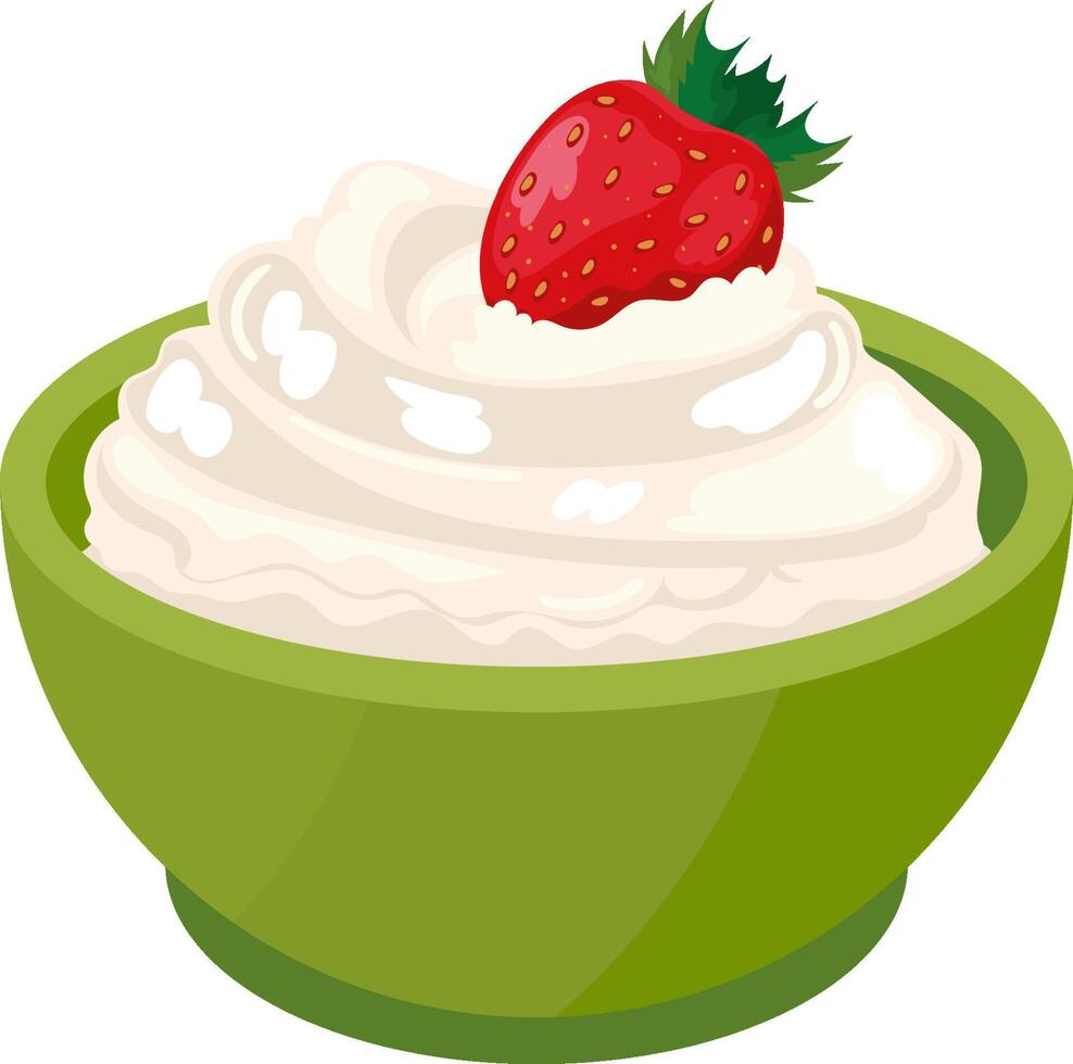 whipped cream and strawberry icon design isolated vector