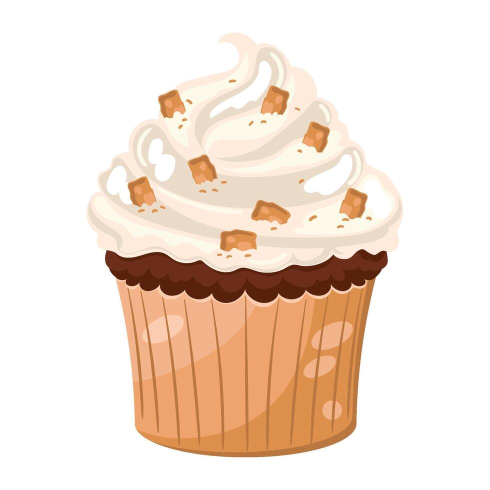 Cupcake with crunchy cookies icon design isolated vector