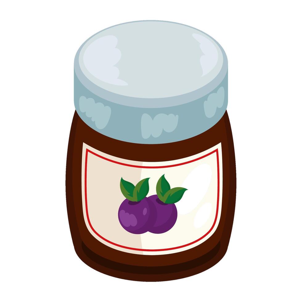 Blackberry jam jar icon design isolated vector