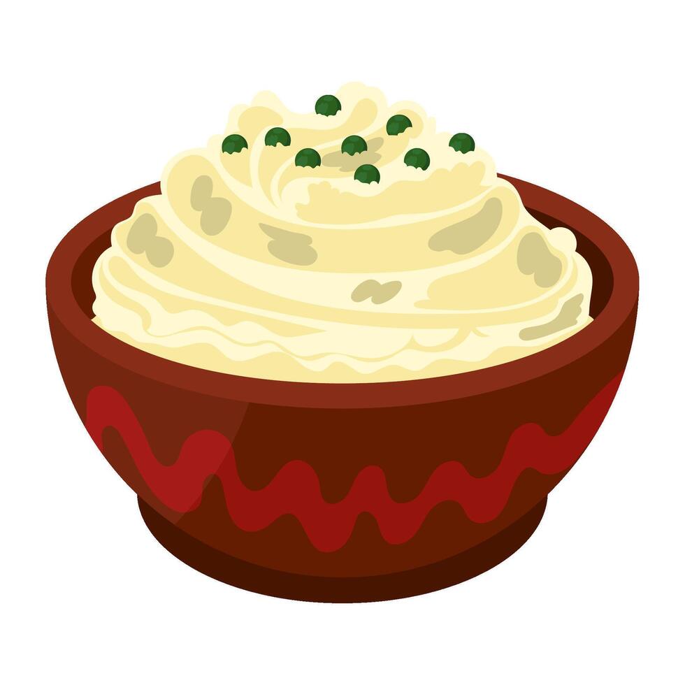 mashed potatoes and peas isolated illustration vector