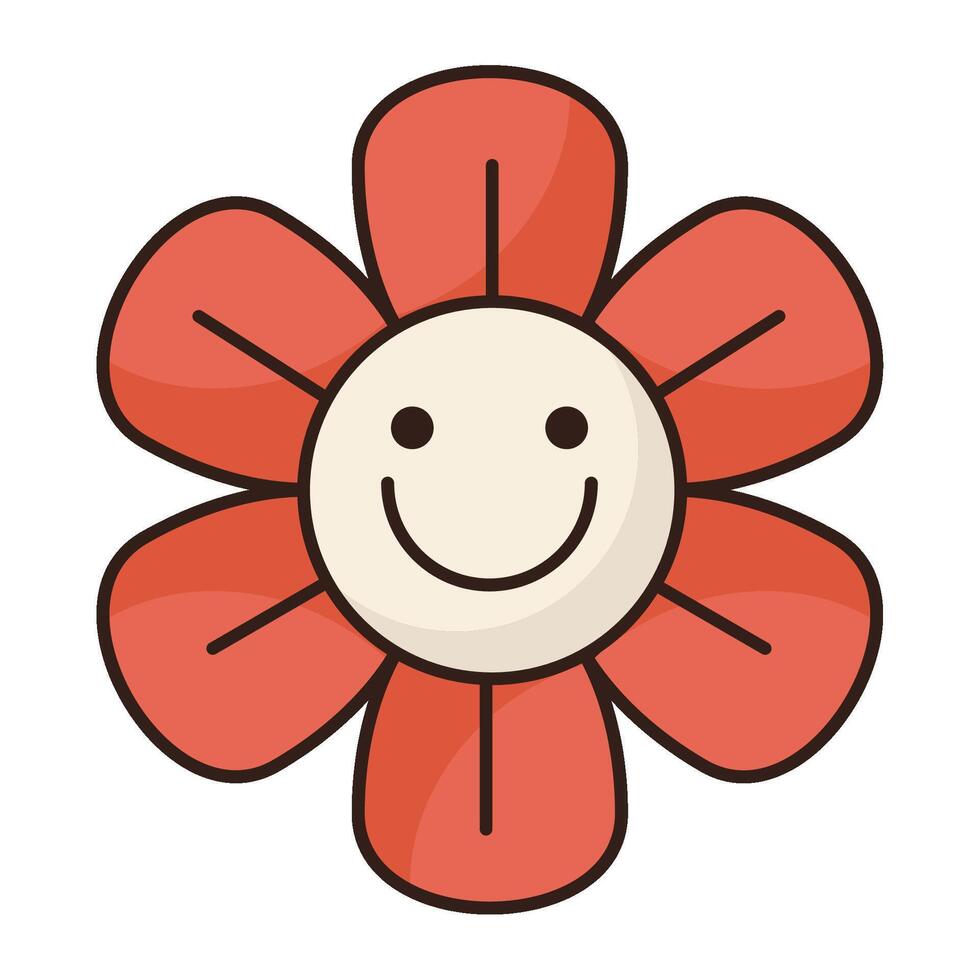 smiley flower retro icon isolated illustration 47644677