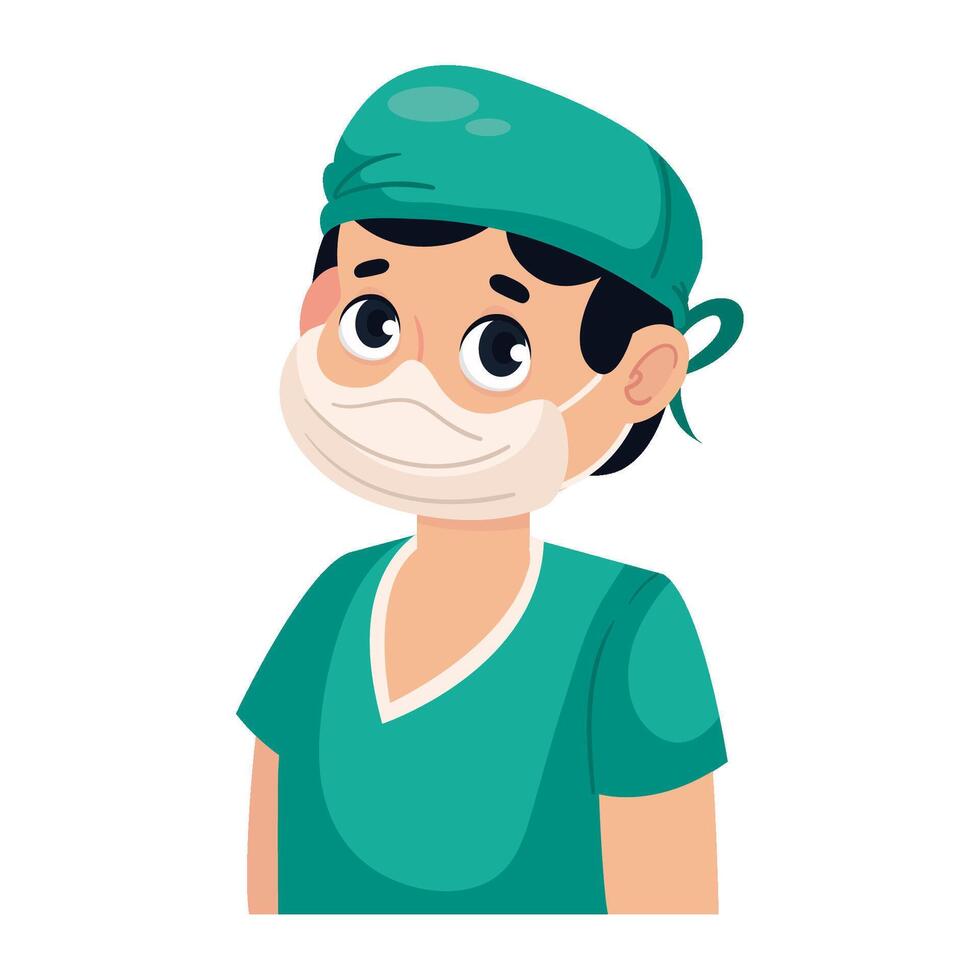 doctor man character in medical mask vector