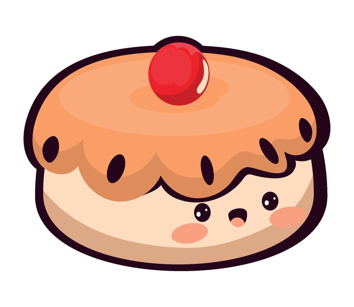 autumn kawaii dessert icon isolated vector