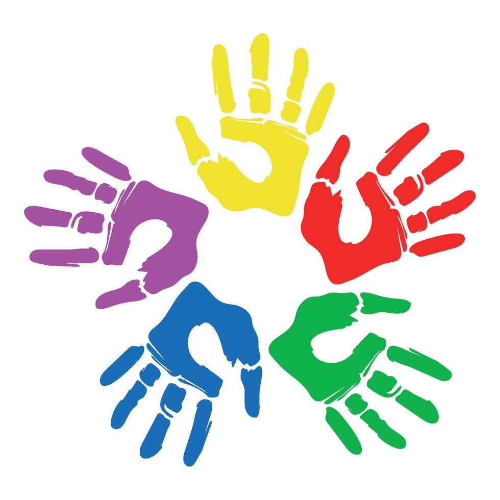 handprint paint color friendship isolated icon vector