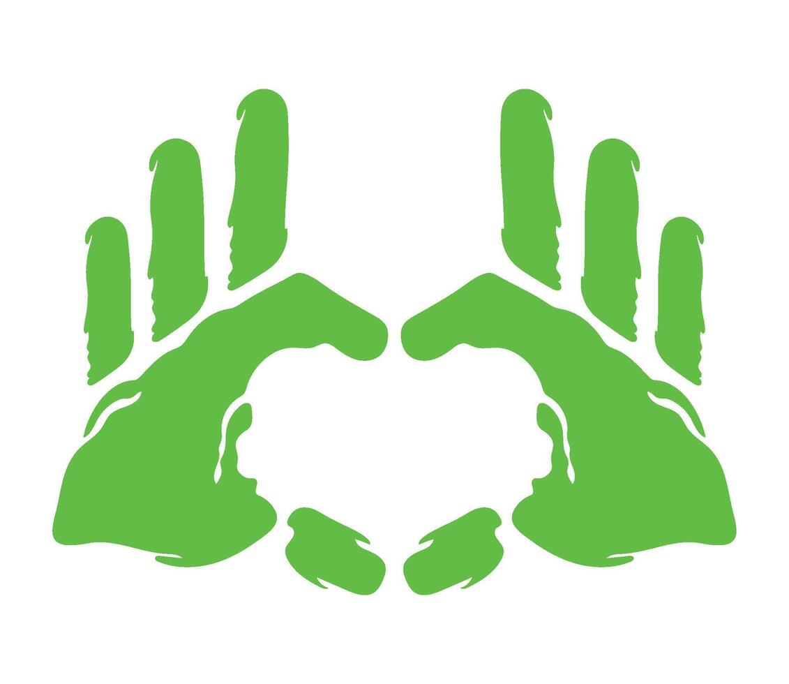 handprint paint color heart isolated icon vector