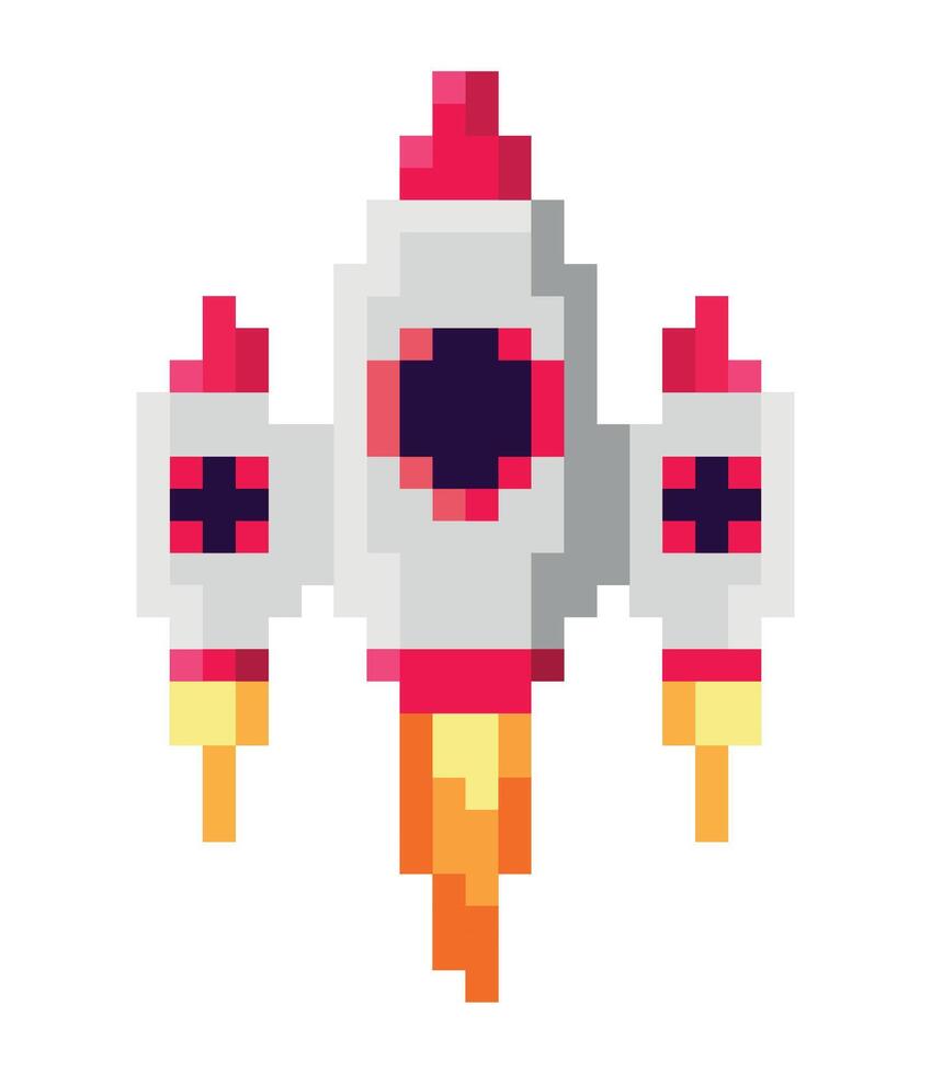 battle ship pixels space arcade isolated icon vector