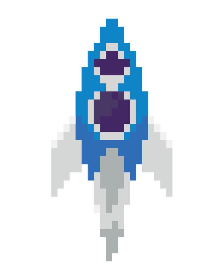 battle ship pixels space isolated icon vector