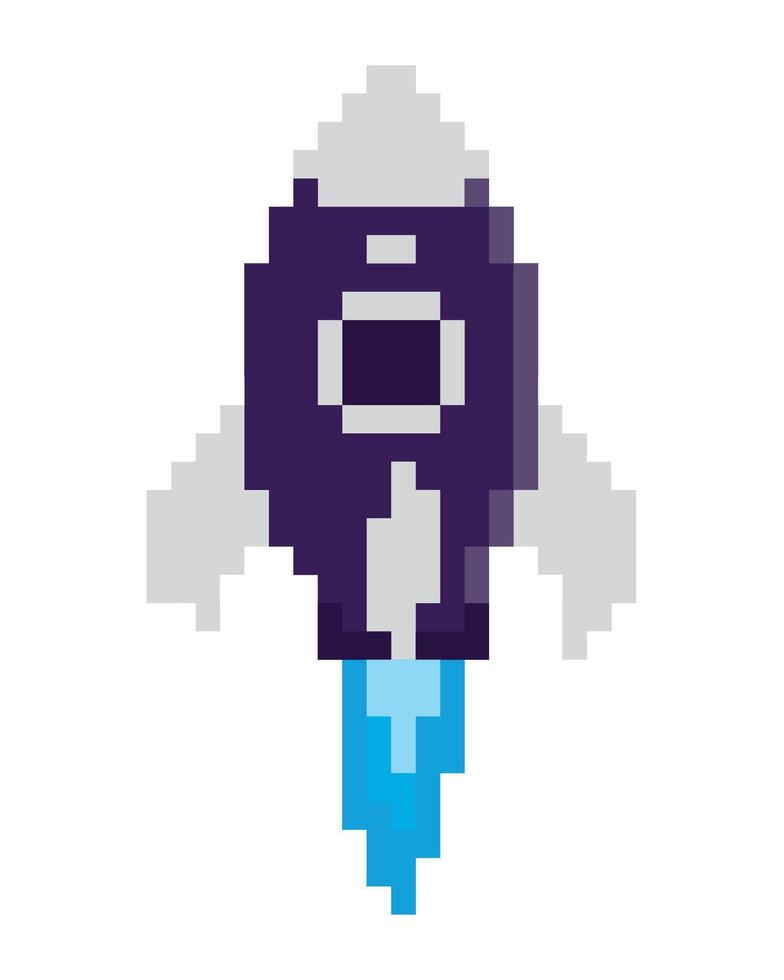 battle ship pixels vintage isolated icon vector